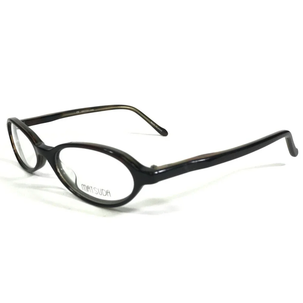 Matsuda Eyeglasses Frames 10321 BR/IG Brown Green Oval Horn Rim 48-16-138