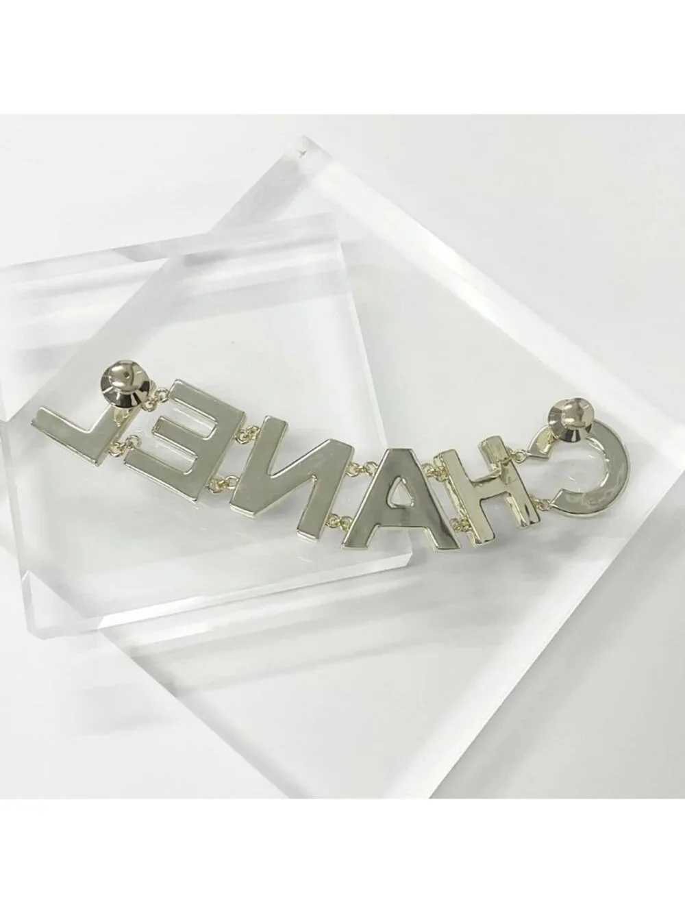 Chanel Pin Brooch Logo Gold Black