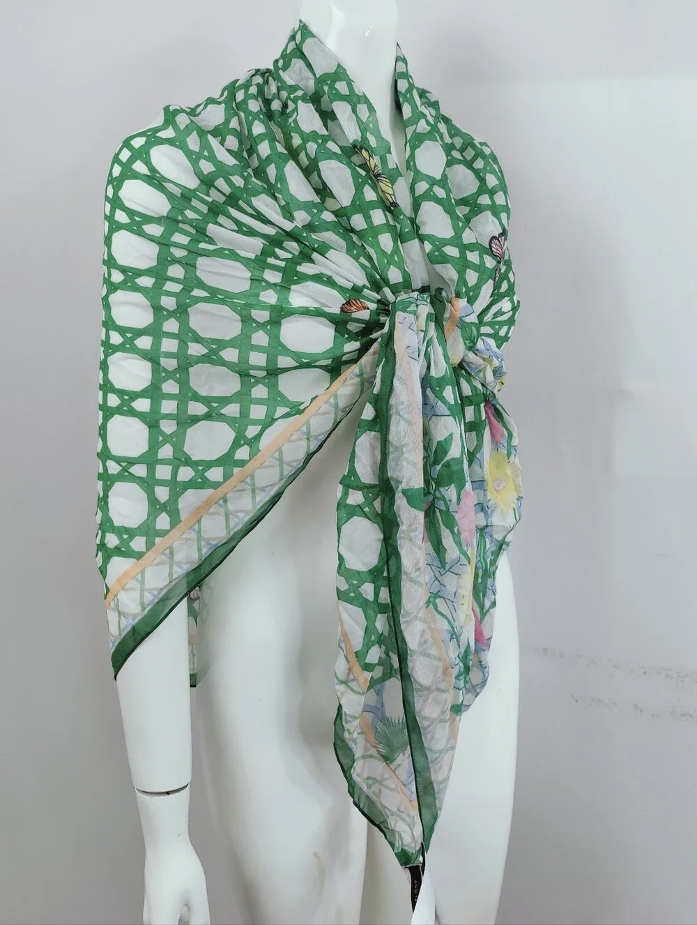 NWT Ann Taylor Trellis Rattan Butterfly Floral Print Oversized Wrap Scarf, OS