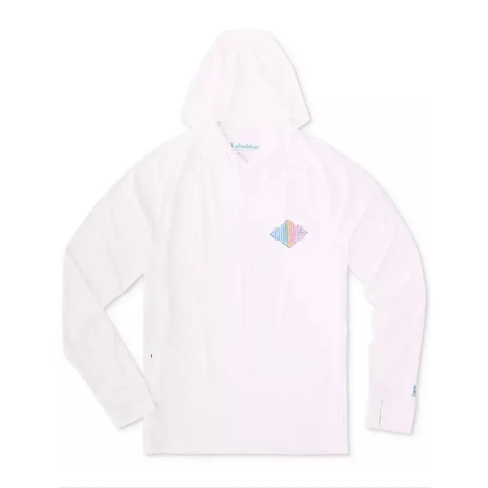 Chubbies Reflector Print Long-Sleeve Hooded Sun T-Shirt Pure White Small