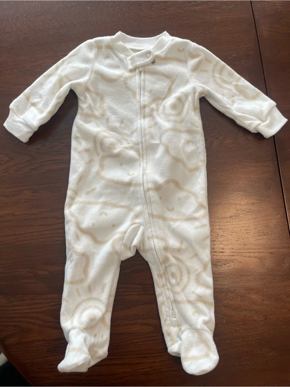 Carter's White Footed One-Piece with Cream Swirl Pattern