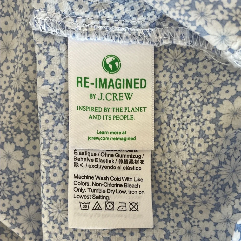 J. CREW Liberty Jacqueline Fabric Blue White Floral Puff Sleeve Smocked Blouse M