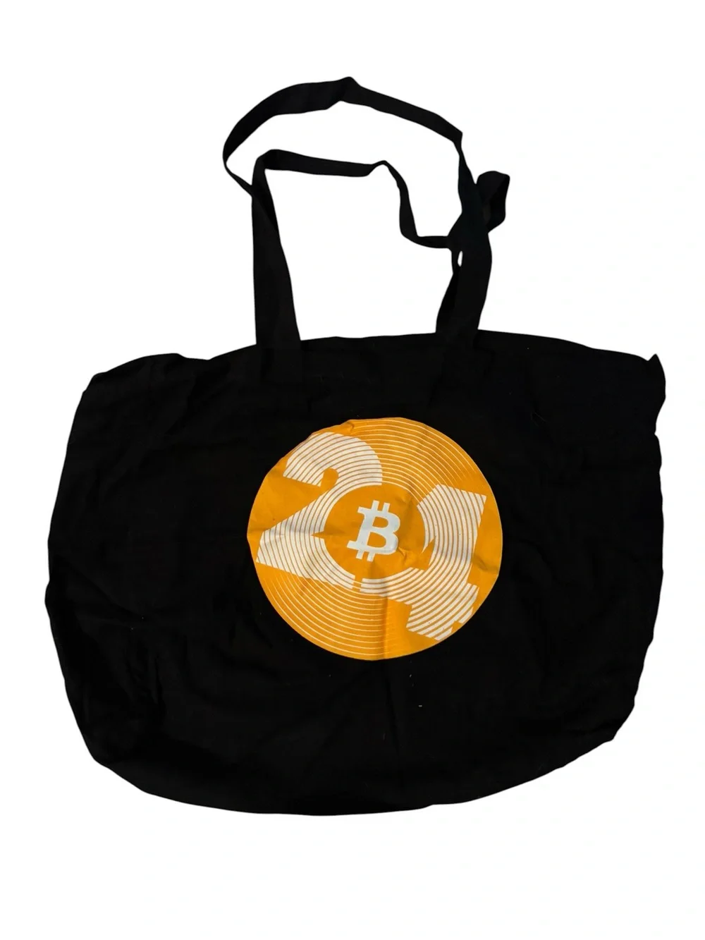 Bitcoin Graphic Black Tote Bag with Orange Logo