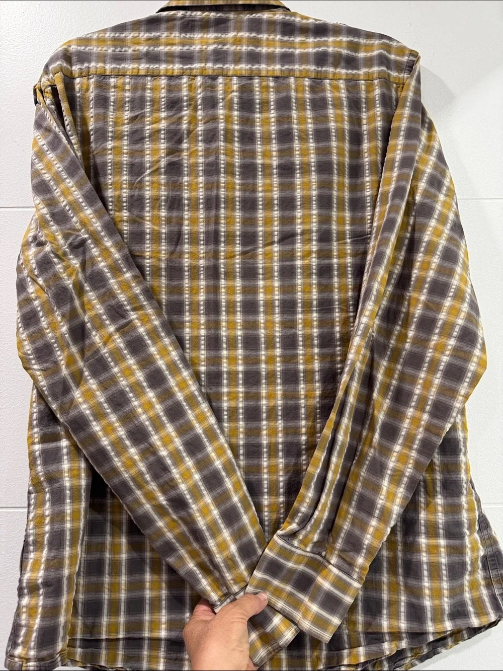Banana Republic Yellow & Gray Plaid Lightweight Shirt Jacket