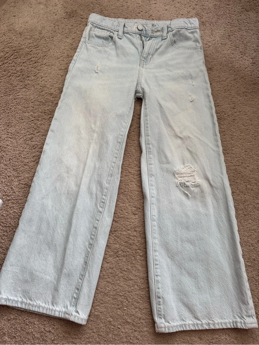 Old Navy Light Blue Distressed Kids' Wide-Leg Jeans