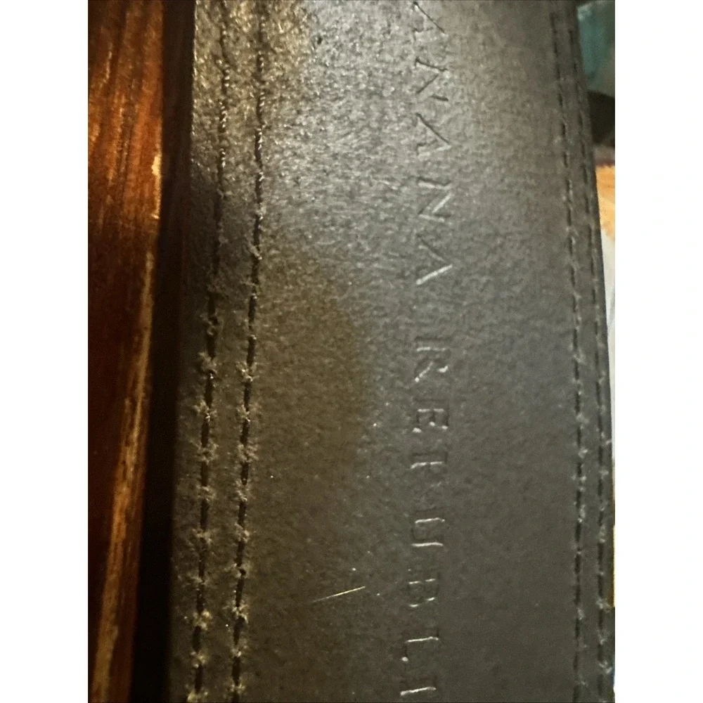 Vtg Y2K Banana Republic Black Leather Belt Sz S-MOversized Buckle 1990's-Italy