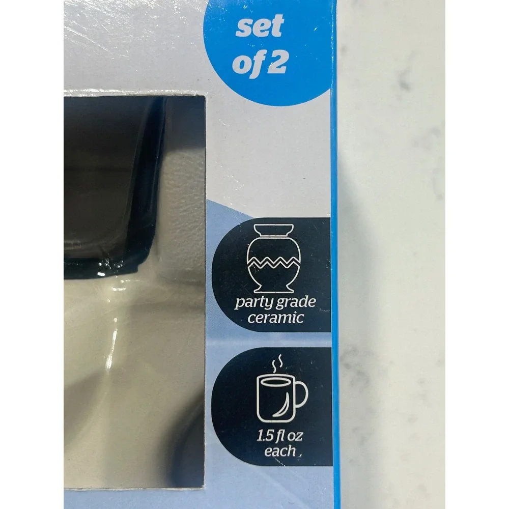BigMouth Inc The Toilet Shot Glasses Set of 2 Ceramic Gag Gift 1.5oz White Black