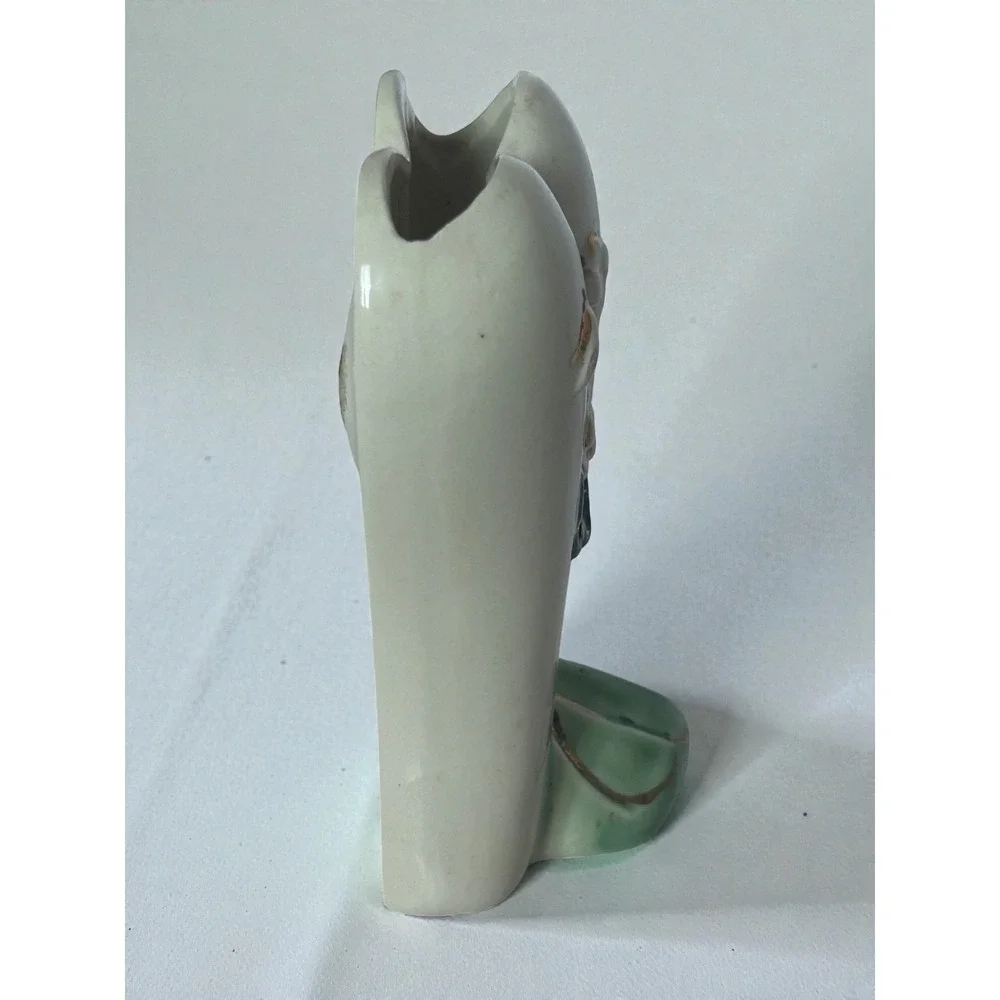 Vintage Ceramic‎ Wall Pocket Vase – Floral Design – Made in USA – 6