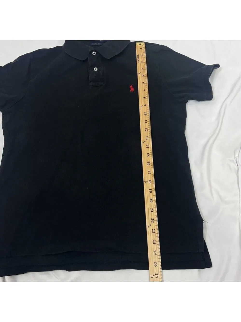 Polo Shirt Mens L Black Red Pony Ralph Lauren Short Sleeves Golf Custom Fit