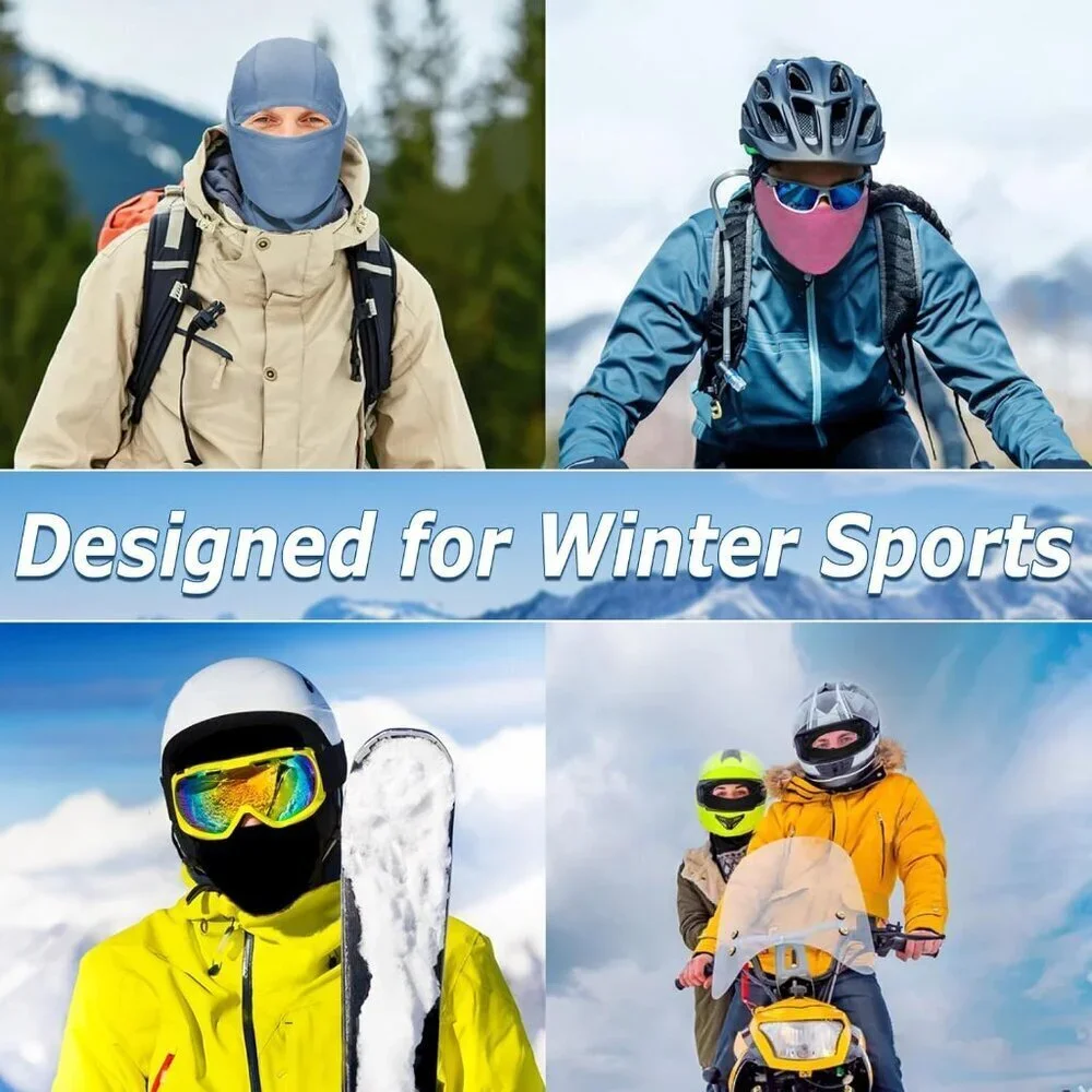 Women's White Balaclava Ski Mask Warm Windproof Lightweight Winter Face Mask