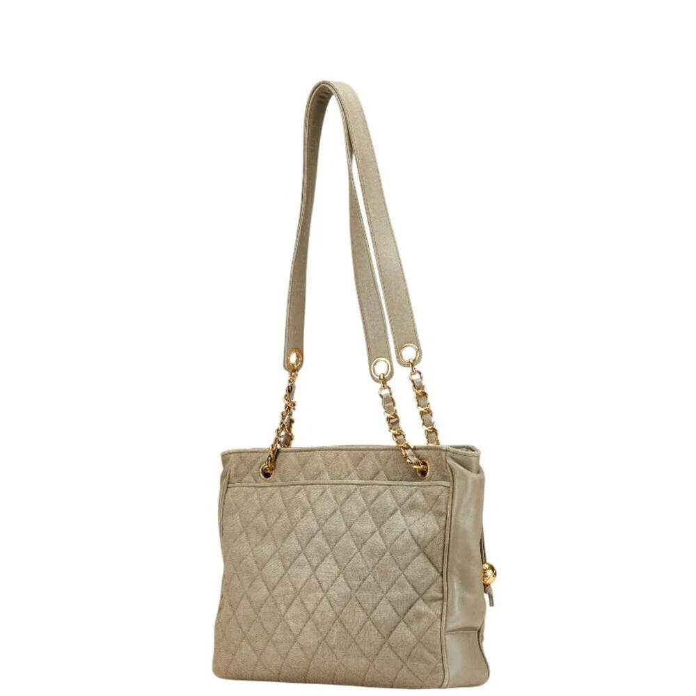 CHANEL gray leather