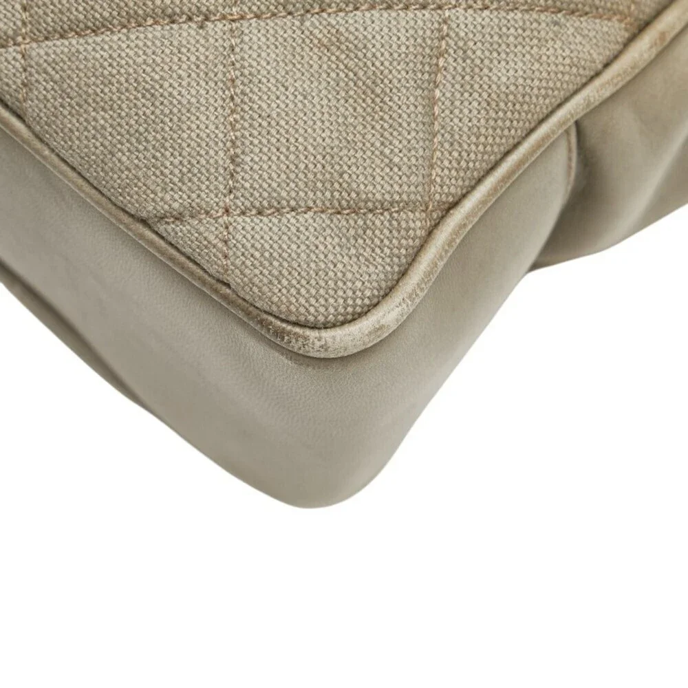 CHANEL gray leather