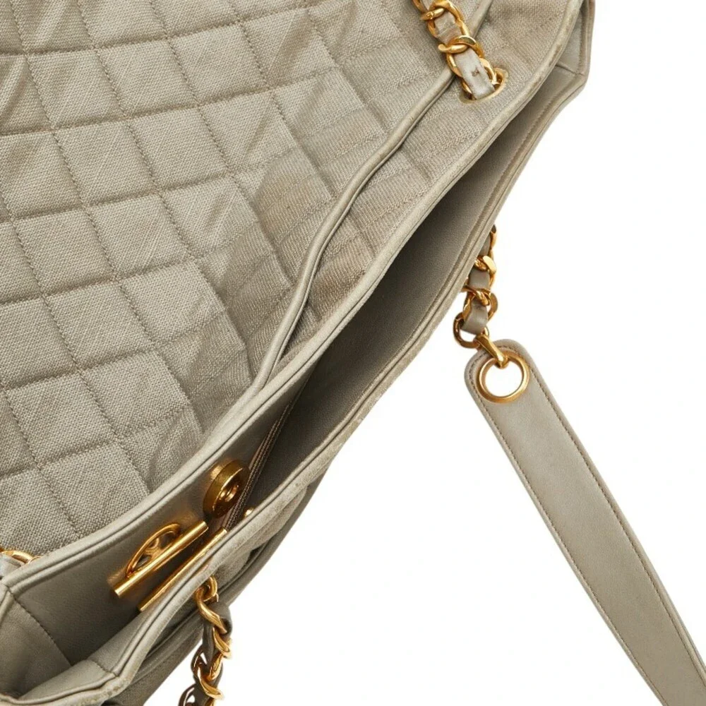 CHANEL gray leather