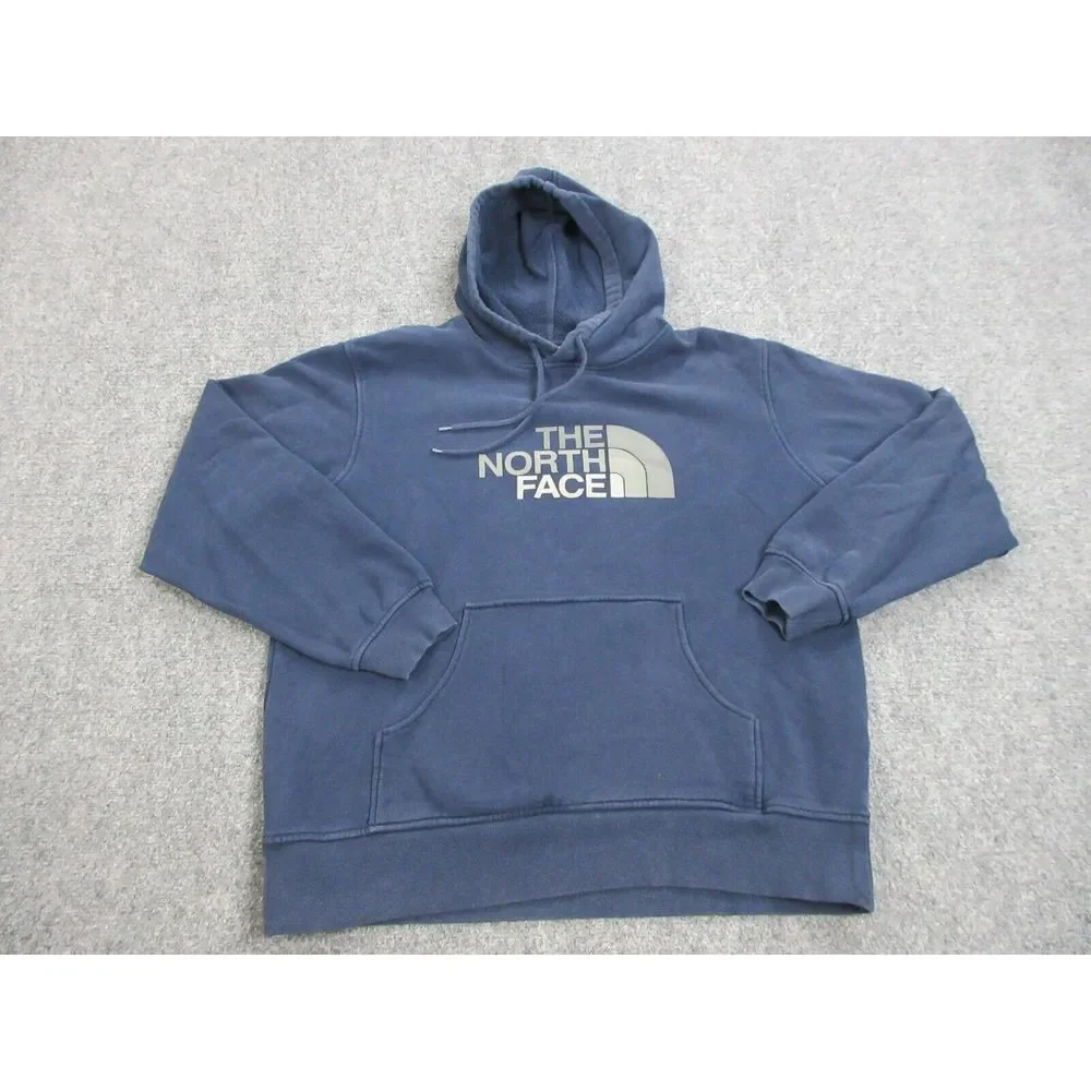 North Face Sweater Mens‎ Large Blue Logo Hoodie Outdoors Casual Sweatshirt