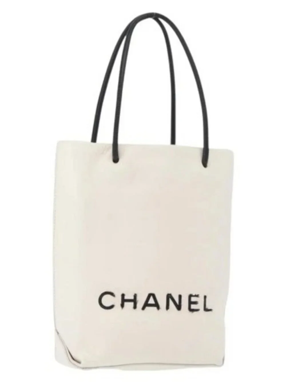 CHANEL Essential Hand Bag Leather White CC Auth 178954V