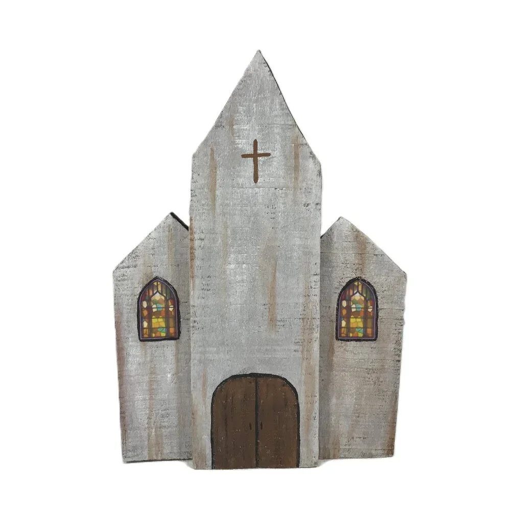 Rustic Wood Church Christmas Nativity Display