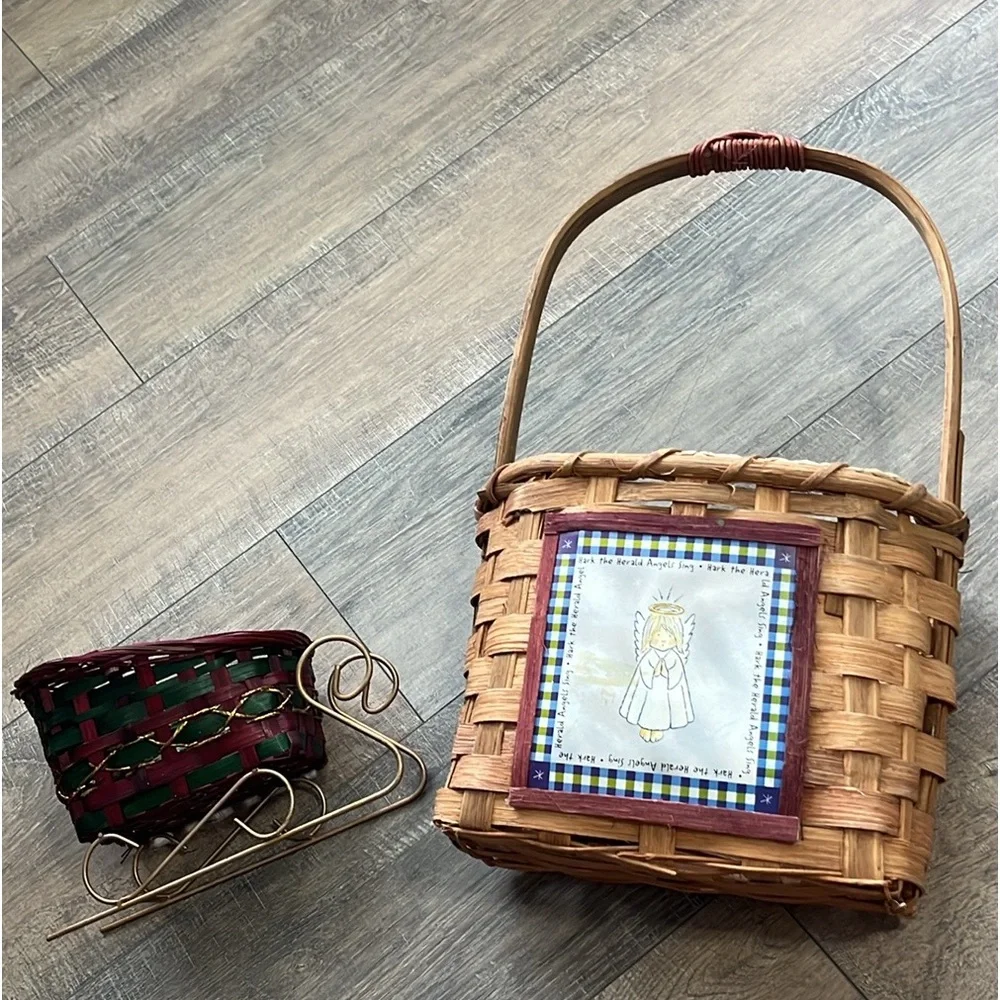 Clearance ~ ⭐️A 2 for $14 item ⭐️ Holiday Basket Set vintage 🎄