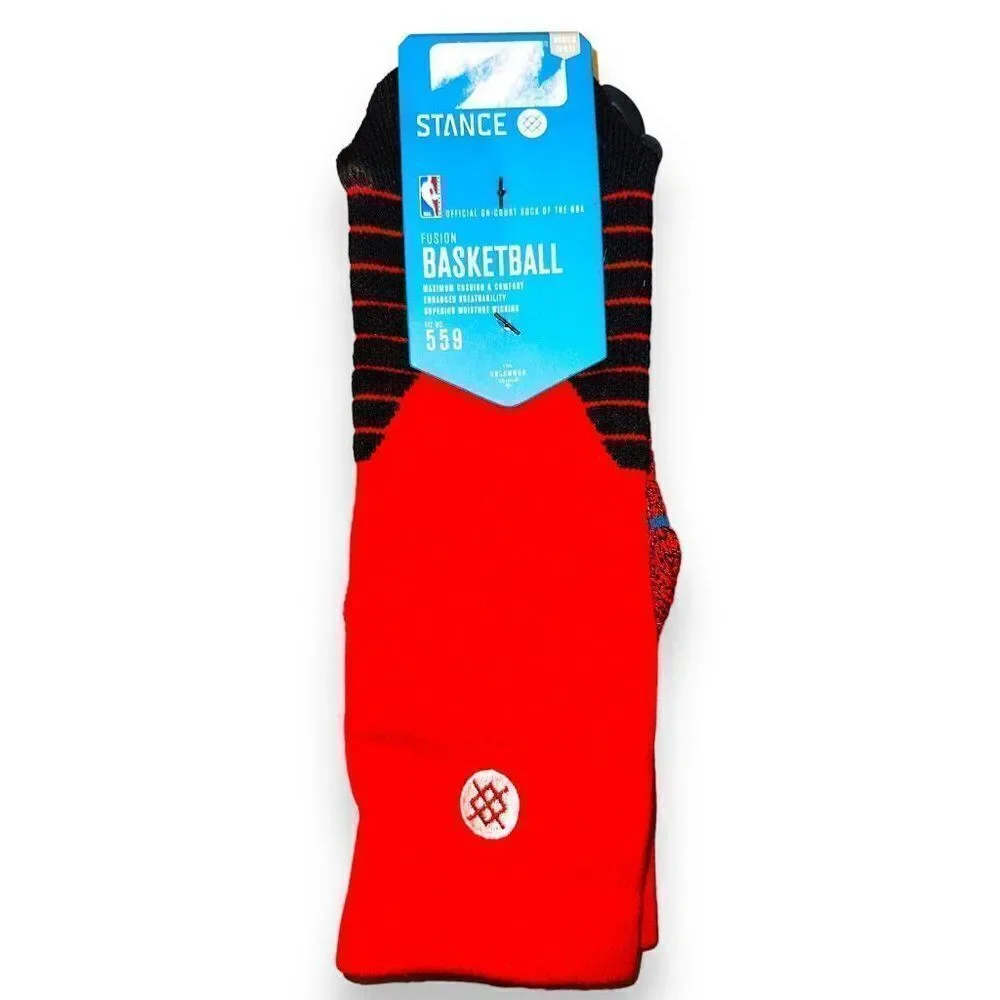 Stance‎ Fusion Basketball Socks Red Solid Crew 559 medium New 6-8.5