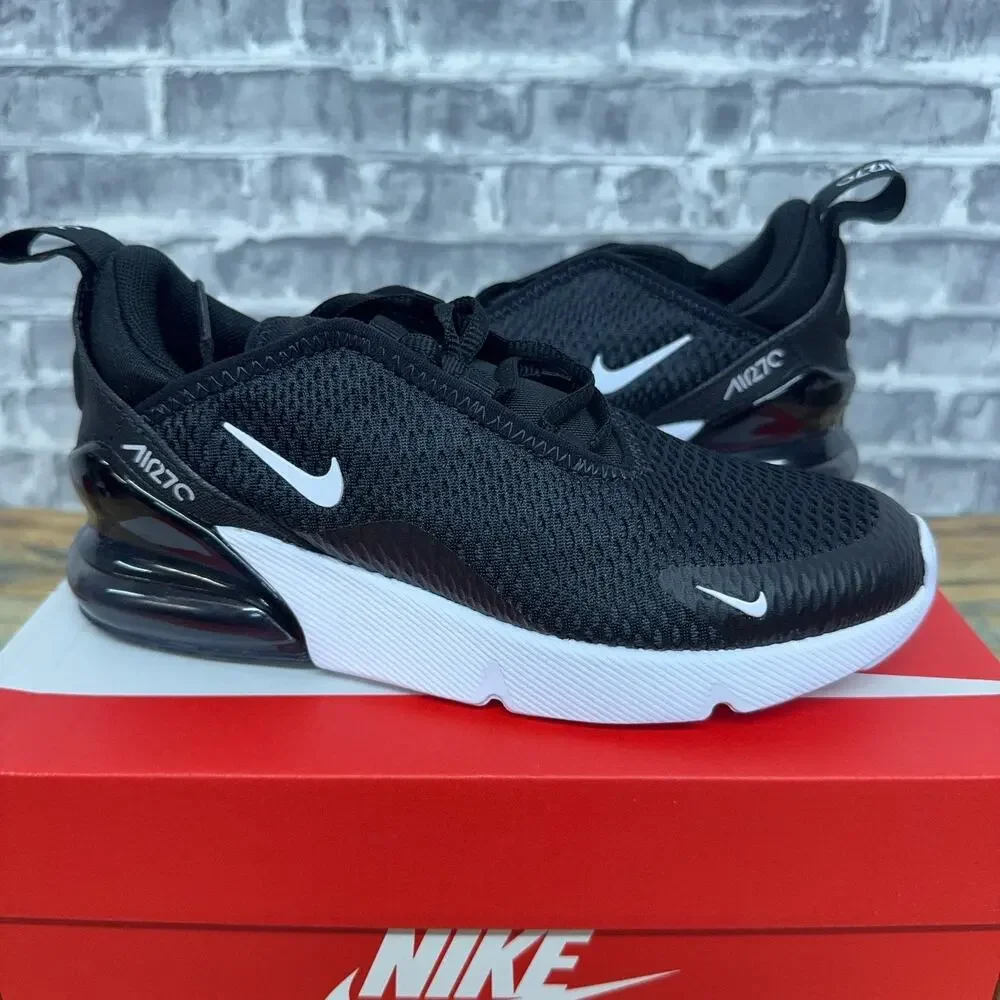 Nike Air Max 270 Black White Antrhhracite Red AO2372-001 PS Kids Size 2Y New