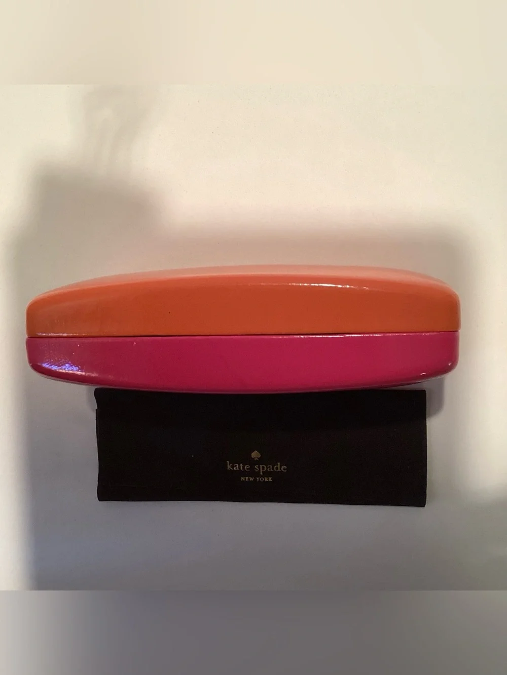 Kate Spade 🆕 Pink &Orange Eyeglass/Sunglass Clamshell Case with cleaning cloth