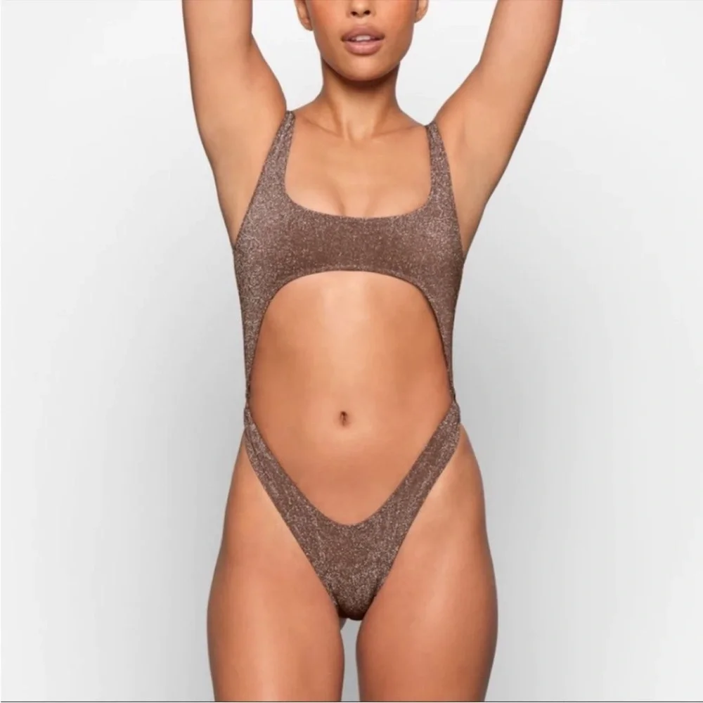 NEW- Skims Glitter Monokini Bathing Suit in Jasper