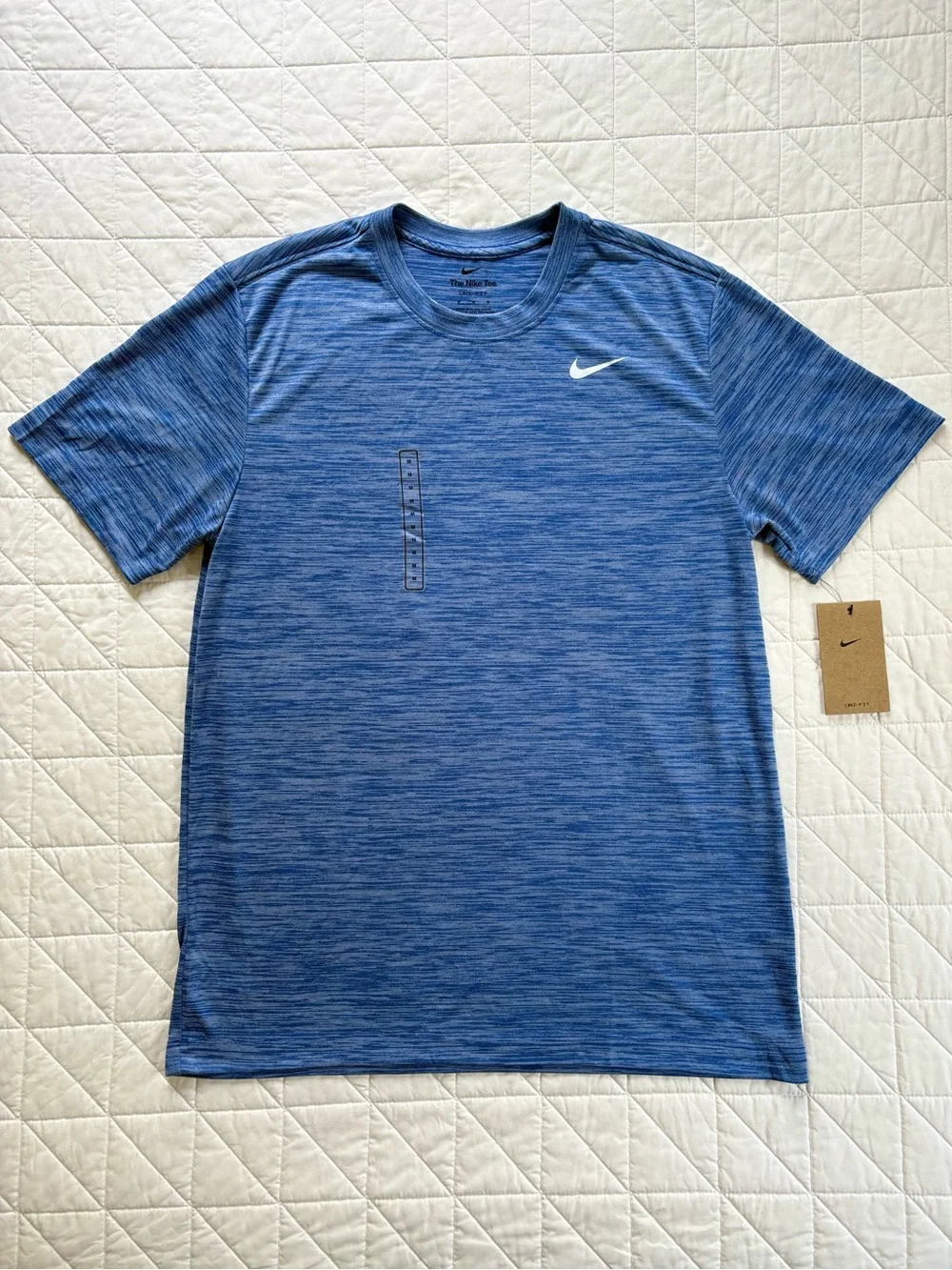 NWT Men's Nike Heather Blue Dri-Fit Athletic Workout T-Shirt - Size Medium