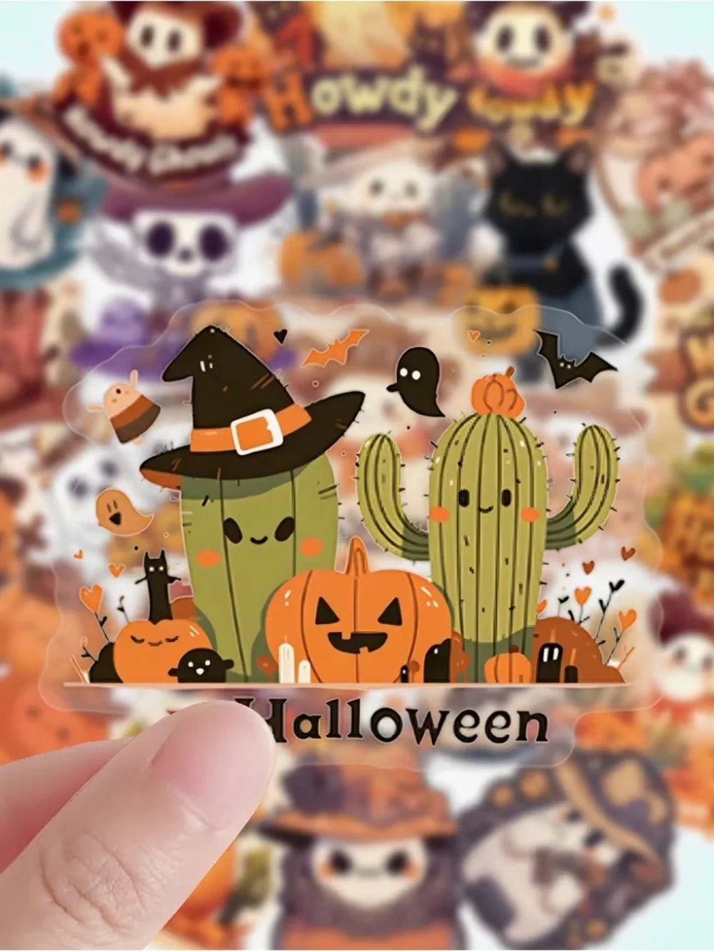 56 Western Halloween Stickers Cowboys & Cowgirls Cactus Pumpkins Ghost Boots