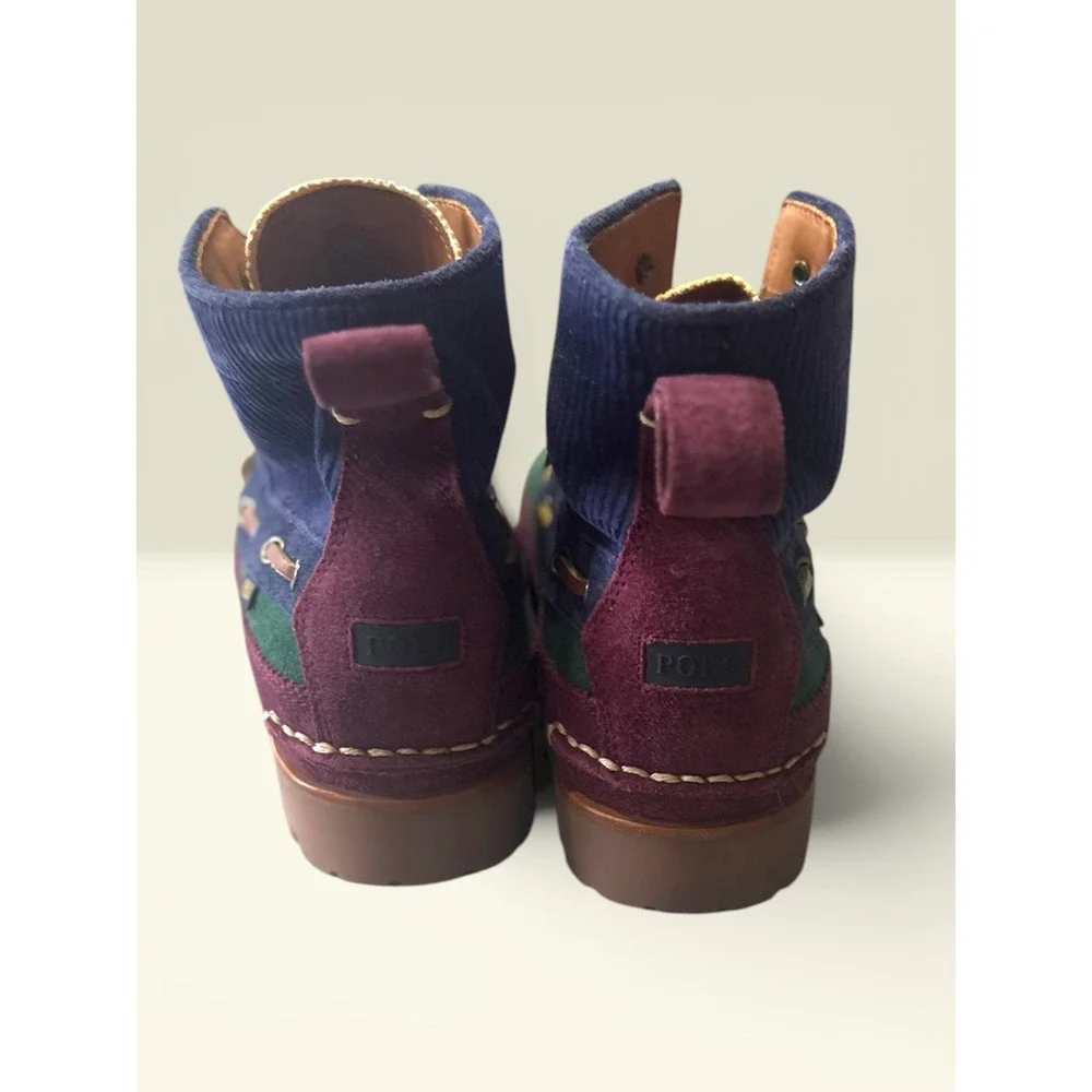 Polo Country Ralph Lauren NWOB SZ 9 Boots Multicolor Suede Corduroy Ranger