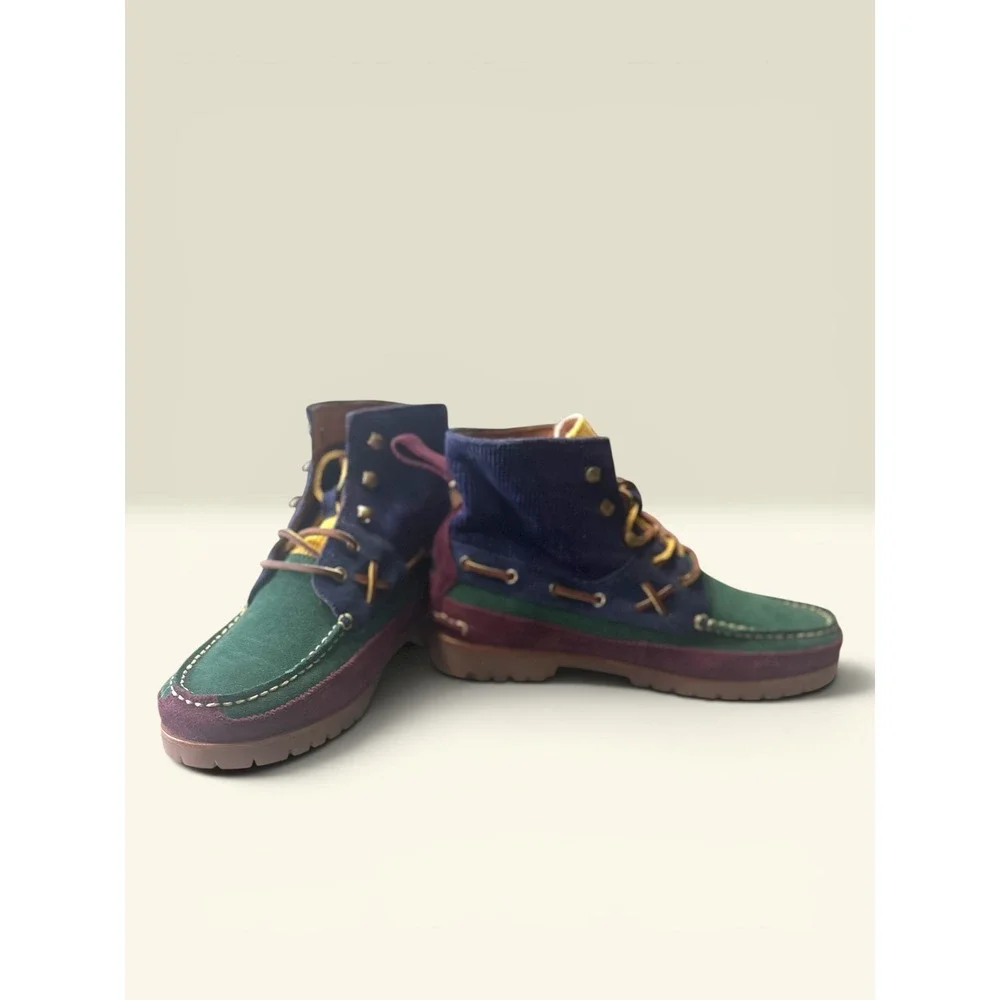 Polo Country Ralph Lauren NWOB SZ 9 Boots Multicolor Suede Corduroy Ranger