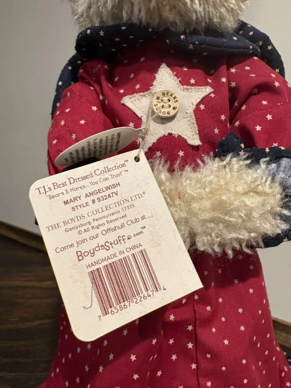 Boyds Bears bottom cream blue