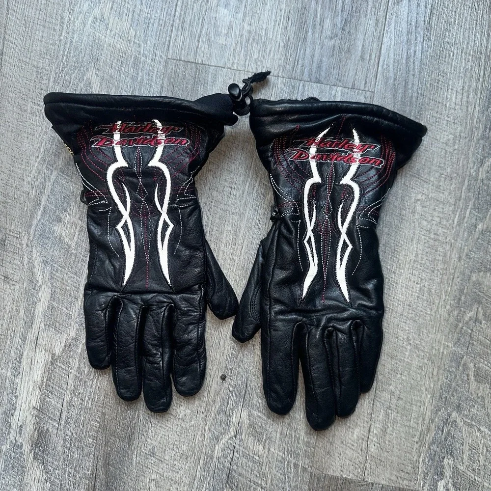 Harley Davidson Women's Gloves Medium  Reflective Tribal Y2K Goth Grunge‎