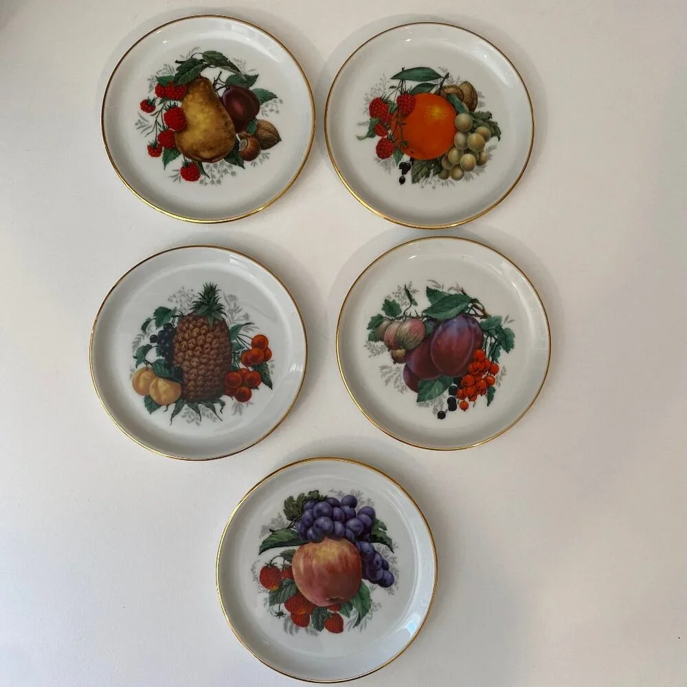 VTG Bavaria Germany Fruit Motif Dessert Plates Set of 5‎ Jaeger & Co. 4