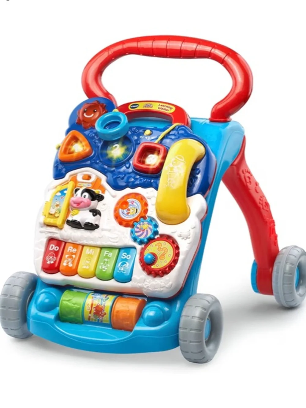 Bright Blue & Red Learning Walker with Musical Piano - Brand: