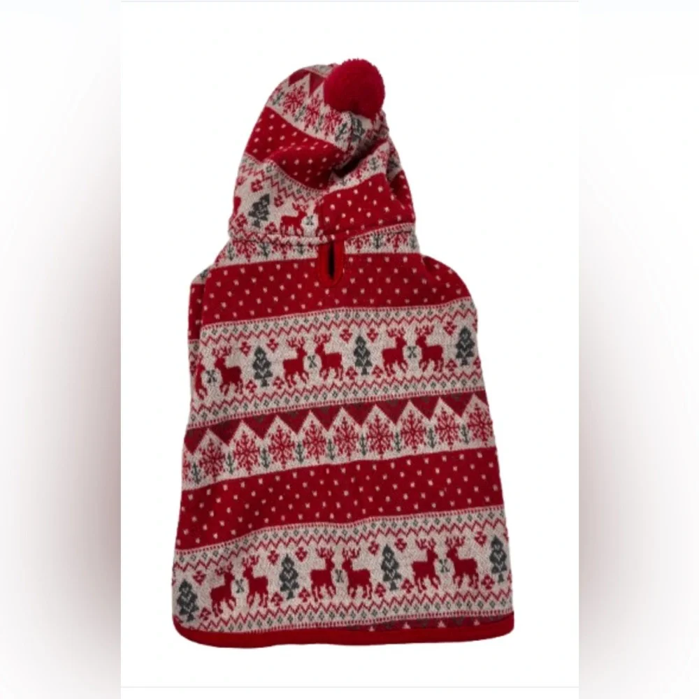 Red Festive Dog Sweater with Hood