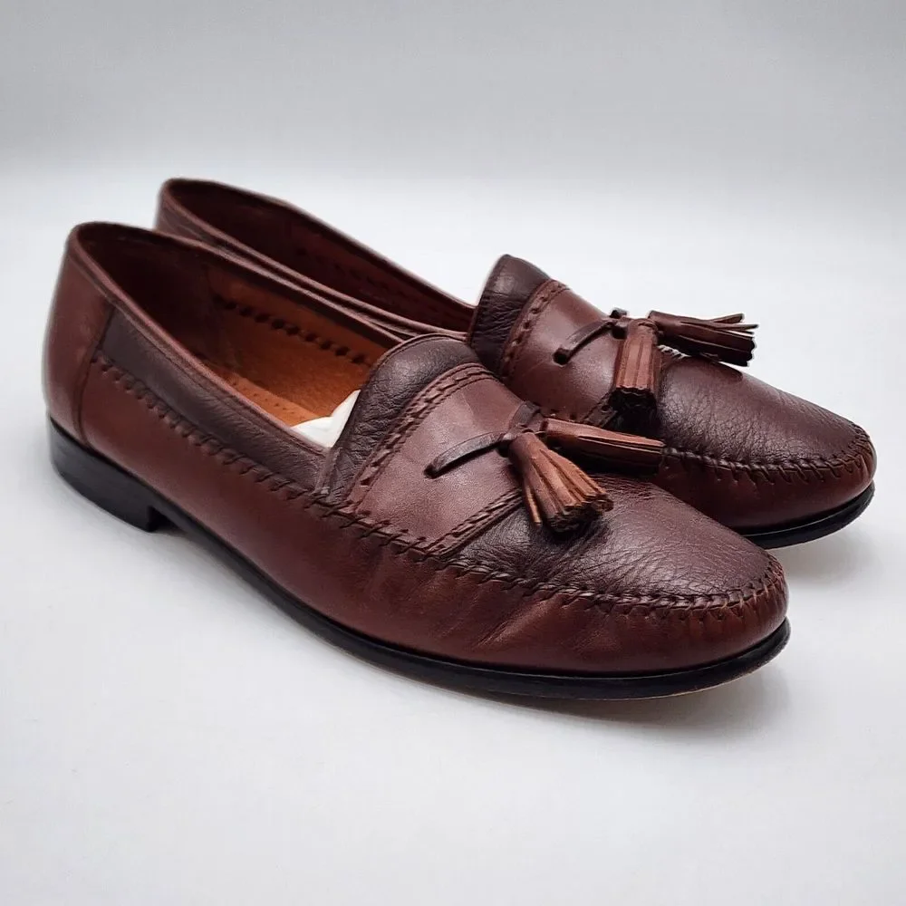 Brass Boot Mens Shoes Brown‎ 11.5 Leather Loafers Tassel Slip On Dress Shoes