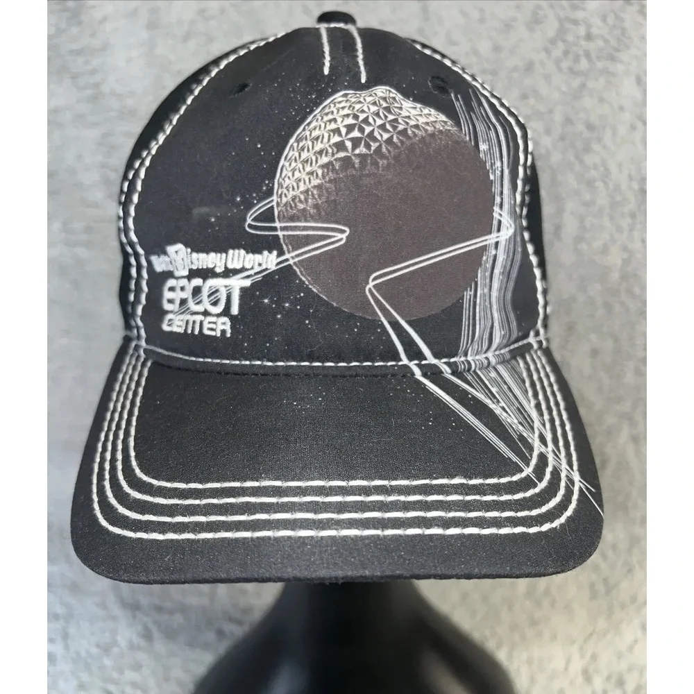 Disney Parks Epcot Center Black Spaceship Earth Adjustable Cap‎ Hat *Rare