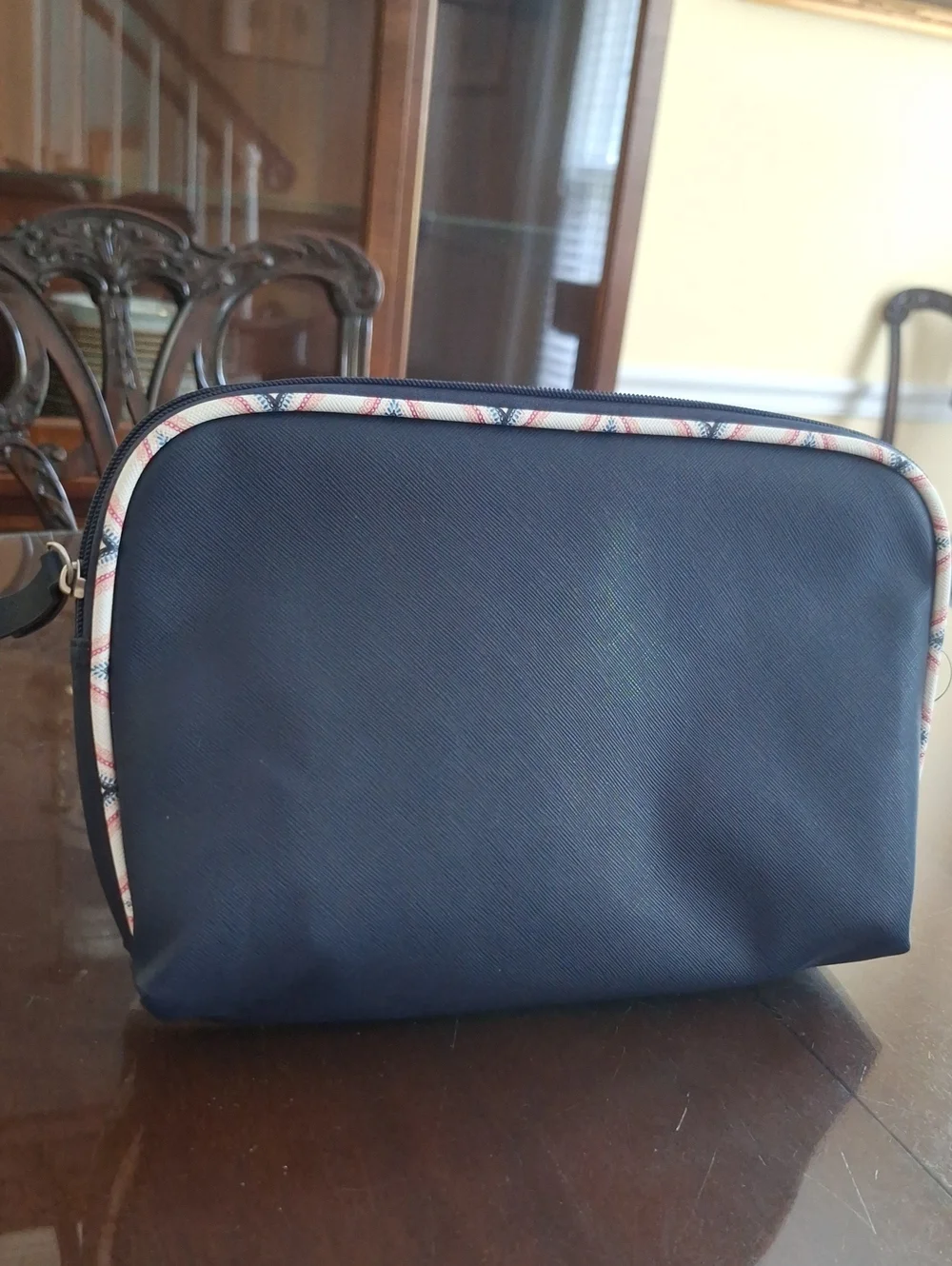Nautica Navy & Pink/Blue Two Piece Patterned Cosmetic Case Travel Bag Set, NWT