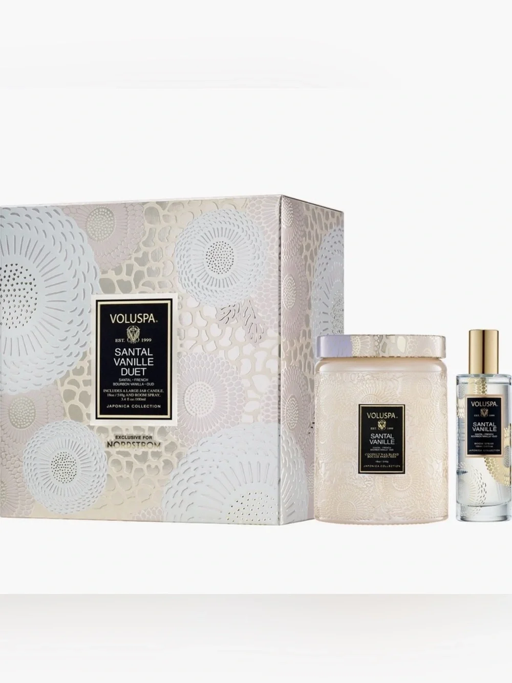 Voluspa Santal Vanille Candle & Room Spray Gift Set Japonica 18oz NWT