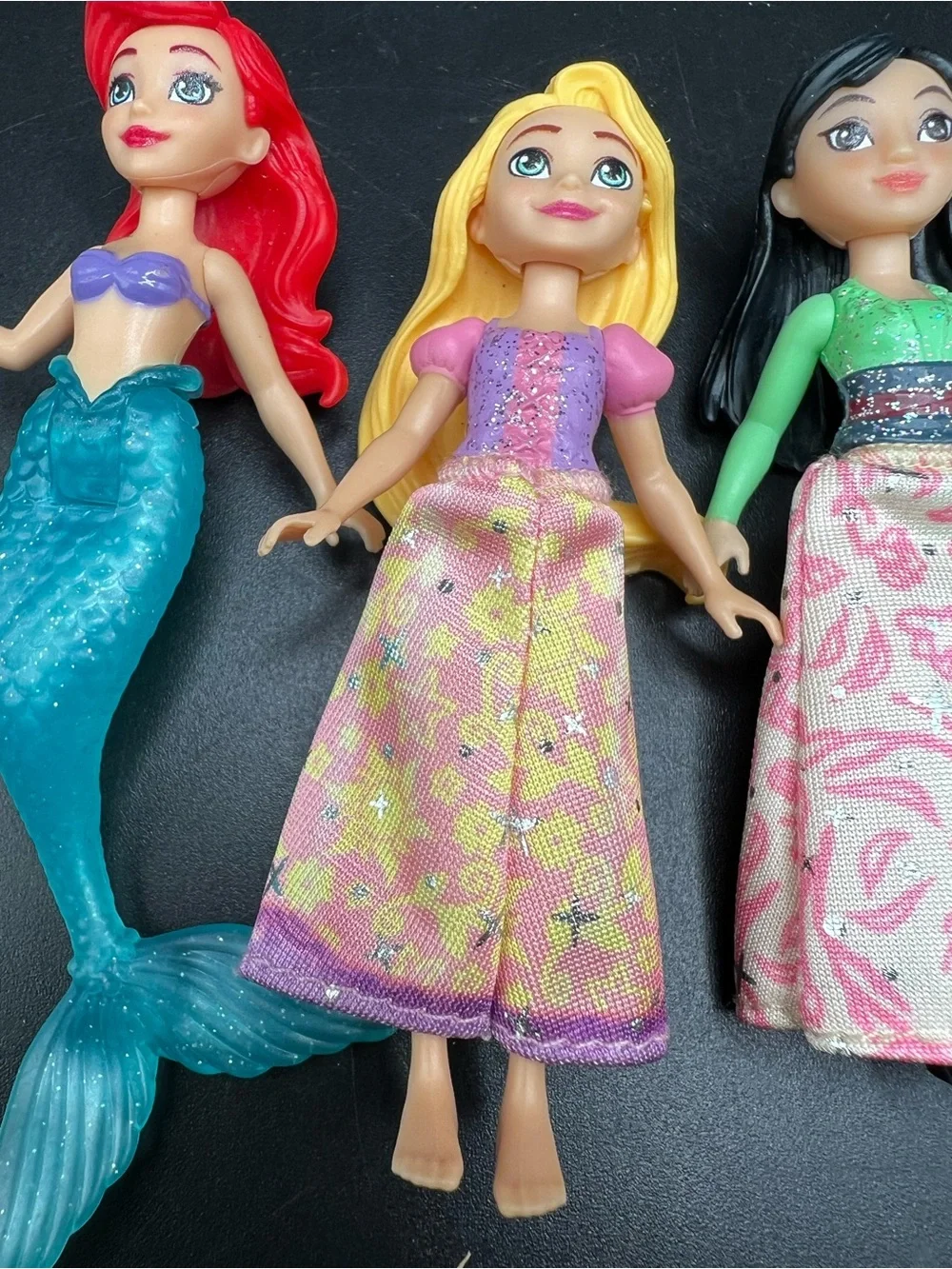 Mattel Small Doll Toys Cake Top Ariel Rapunzel Mulan Elsa 4” Disney