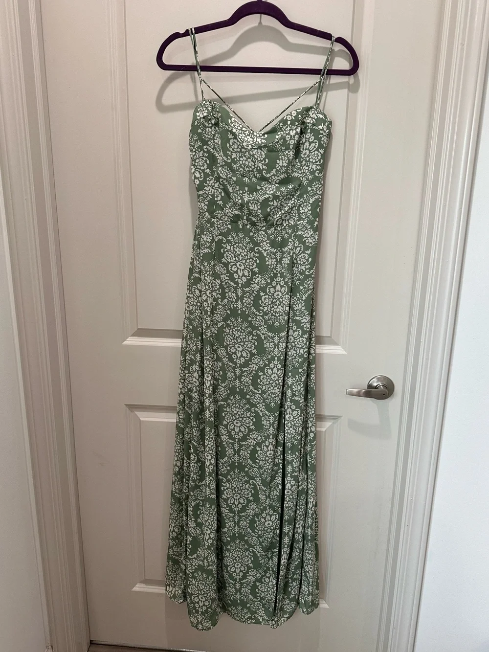 Abercrombie and Fitch green and white Camille Tie-Back Gown size large