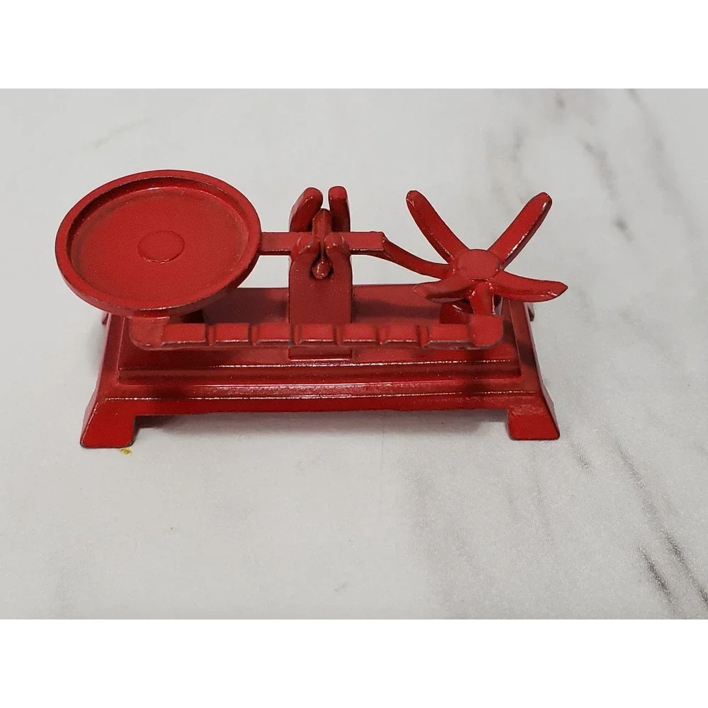 vintage Red Metal dollhouse miniature General store Kitchen scale balance
