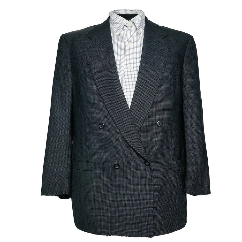 Jhane Barnes Mens Grey Double Breasted Wool Suit Jacket‎ Size 41R