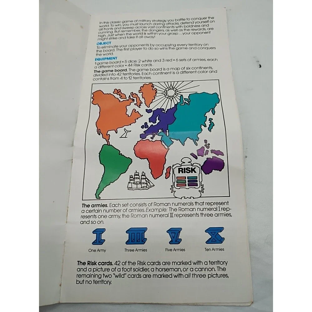 Set Of (6) Risk 1980 Player Pieces Rules And Territory Cards