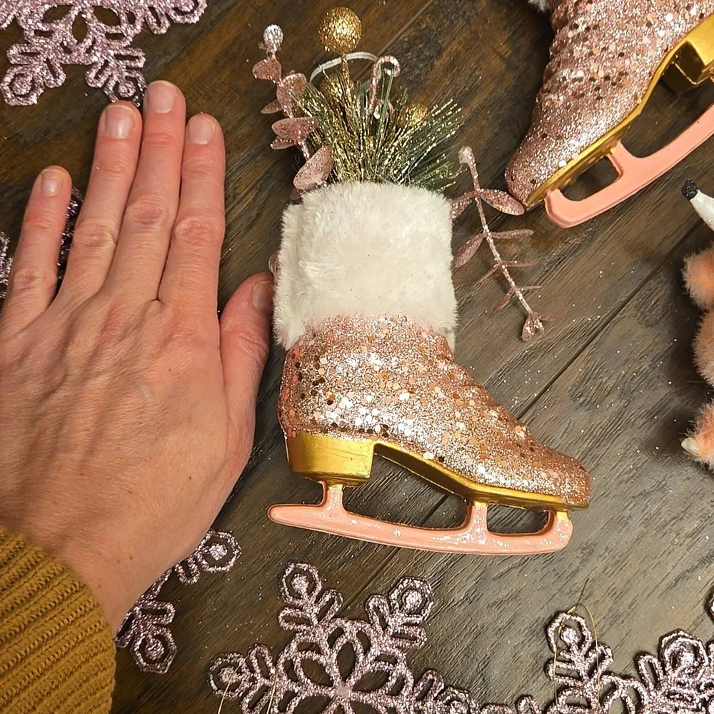 Pink Ice Skates with Unicorn and Poodle Set