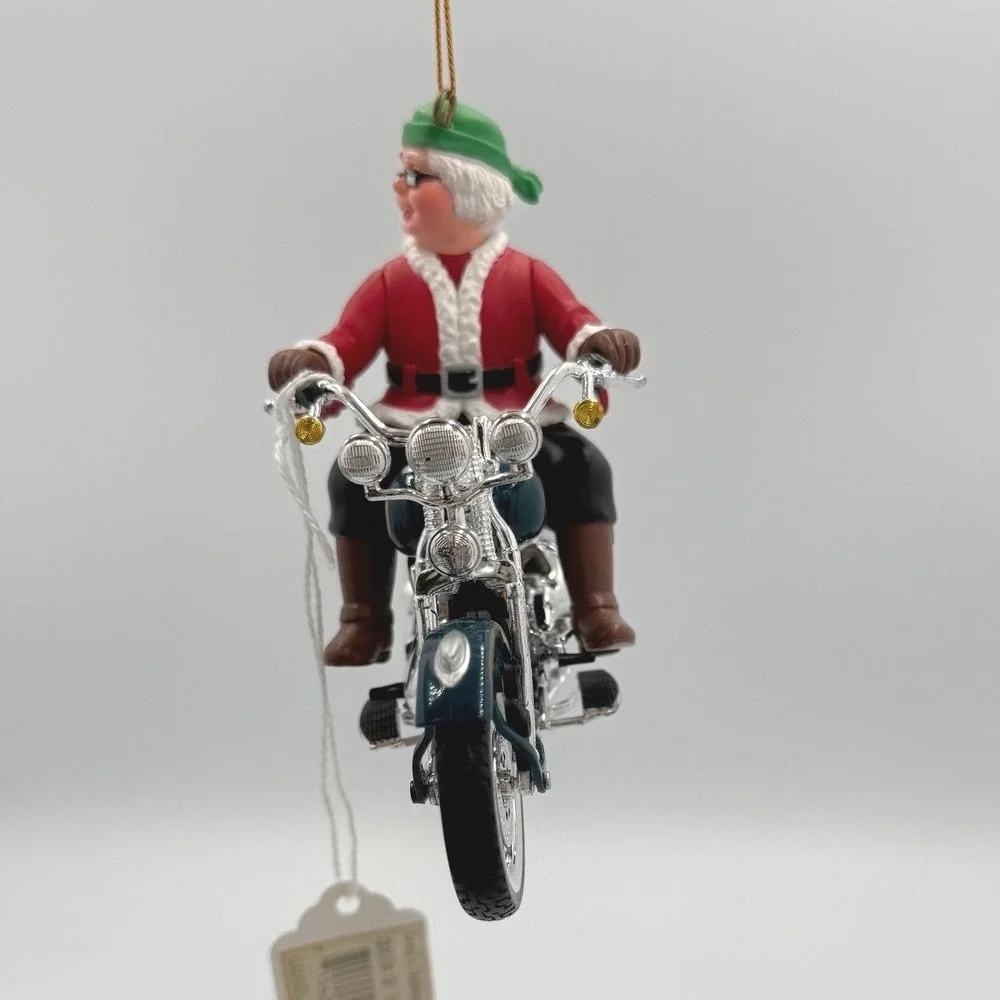 Harley-Davidson Mrs Claus Queen of the Highway Ornament 1999 FLSTS Teal‎