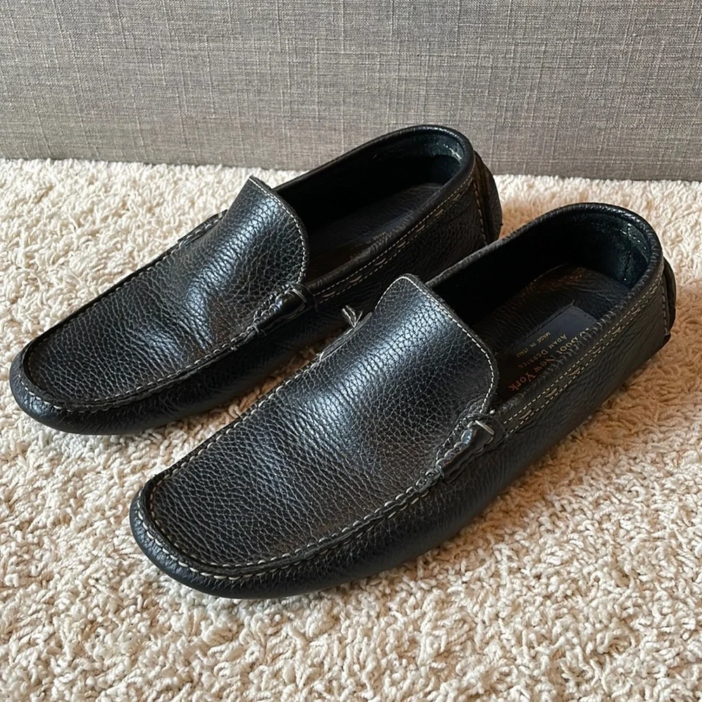 To Boot Black Pebbled Leather Slip-On Loafers