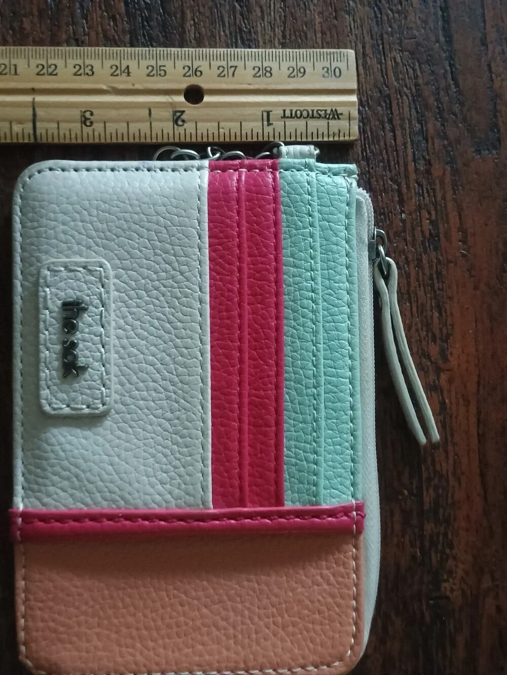 The Sak Colorblock Card Wallet - Mint, Hot Pink, Peach, White