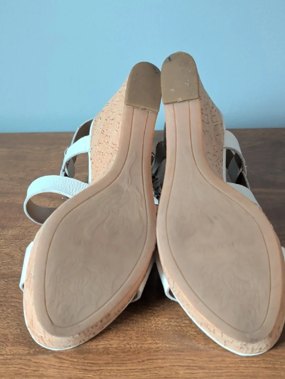 Franco Sarto White Cork Wedge Espadrilles