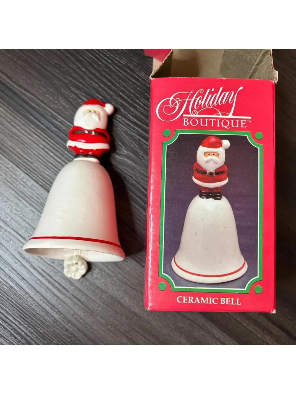 Vintage Holiday Boutique Christmas Ceramic Santa Bell 5
