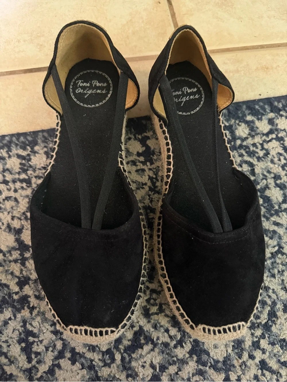 Toni Pons Black Suede Espadrille Flats